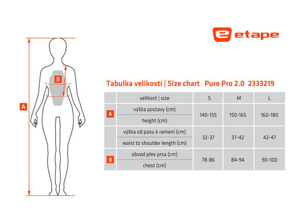 Dámský páteřák/chránič páteře vesta Etape Pure Pro 2.0 Černá/Bílá 2333219 25/26