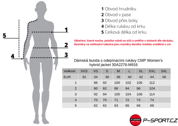 Dámská bunda s odepínacími rukávy CMP Women's hybrid jacket 30A2276-M916 26/27