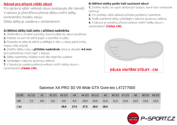 Boty Salomon XA PRO 3D V9 Wide GTX Gore-tex M Black/Phantom/Pewter L47277000 24/25