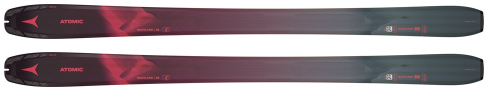 Dámské skialpové lyže Atomic Backland 88 W Maroon Red/Grey + pásy Hybrid Skin 88/89 