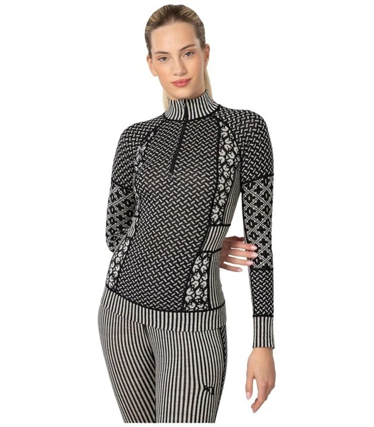 Dámské funkční triko Kari Traa Smekker Half Zip Baselayer 100% Merino Wool 622681 Black 25/26