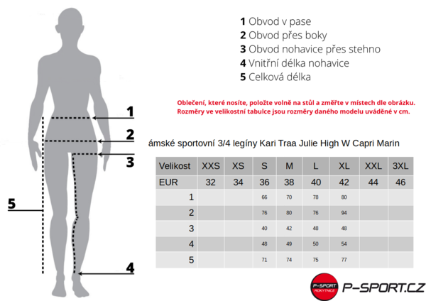 Dámské sportovní 3/4 legíny Kari Traa Julie High W Capri Marin 623038 25/26