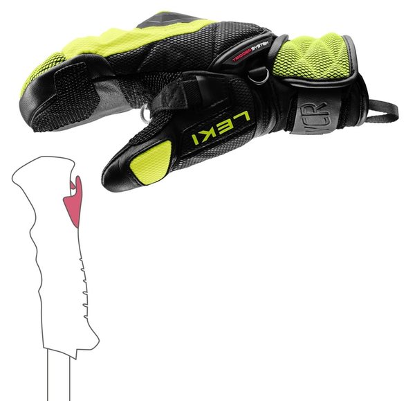 Dětské rukavice palčáky Leki WCR Venom 3D Junior Mitt (654801801) black-ice lemon 25/26