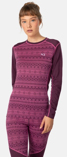 Dámské funkční merino triko Kari Traa Mina Long Sleeve Wine 623687 25/26