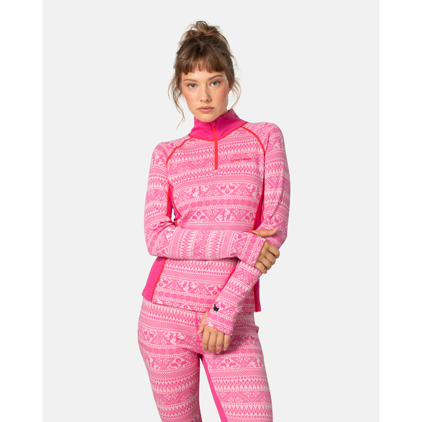 Dámské Merino Triko Kari Traa Tale Half Zip Bright Pink 623923 25/26