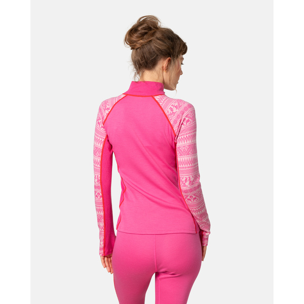 Dámské Merino Triko Kari Traa Tale Half Zip Bright Pink 623923 25/26