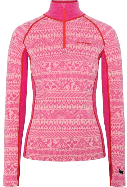 Dámské Merino Triko Kari Traa Tale Half Zip Bright Pink 623923 25/26