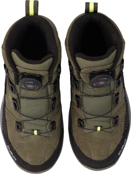 Dětské kotníkové trekové boty CMP Kids Kiruna Mid Fitgo Fleece WP Olive-Acido 3Q57894-36EU 25/26