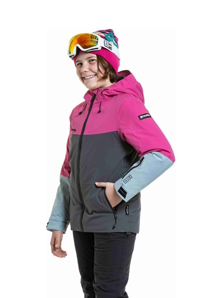 Dětská dívčí bunda Meatfly Deliah Grey Dark/Pink 25/26
