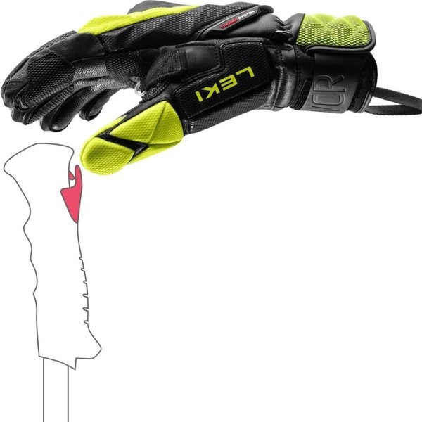 Závodní rukavice Leki WCR Venom SL 3D black/ice lemon 654801301 26/27