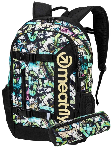 Batoh Meatfly Basejumper Green Graffity 22 L + penál zdarma 26/27