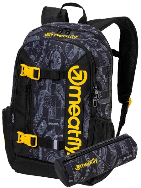 Batoh Meatfly Basejumper Blueprint Black 22 L + penál zdarma 26/27