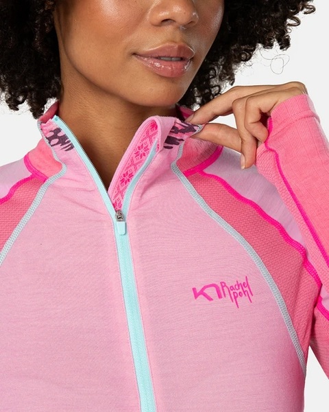 Dámské funkční merino triko Kari Traa Rachel Half Zip Baselayer Longsleeve Prism Pink 623689 26/27