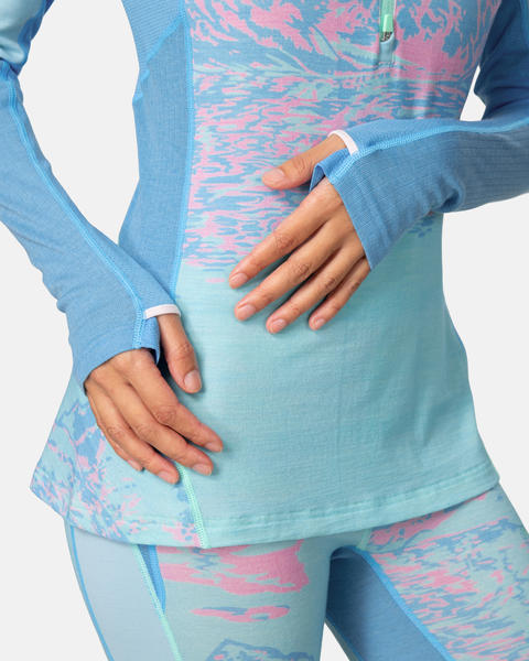 Dámské funkční merino triko Kari Traa Rachel Half Zip Baselayer Longsleeve Bright Turquoise 623689 26/27