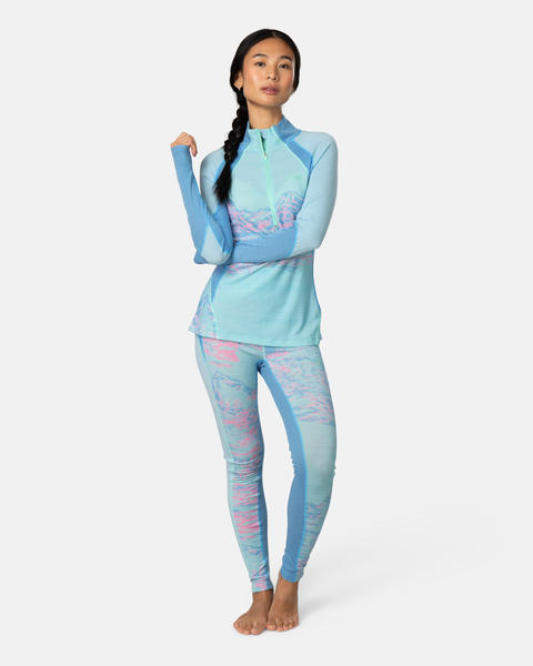 Dámské funkční merino triko Kari Traa Rachel Half Zip Baselayer Longsleeve Bright Turquoise 623689 26/27