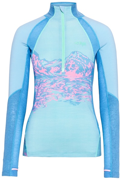 Dámské funkční merino triko Kari Traa Rachel Half Zip Baselayer Longsleeve Bright Turquoise 623689 26/27