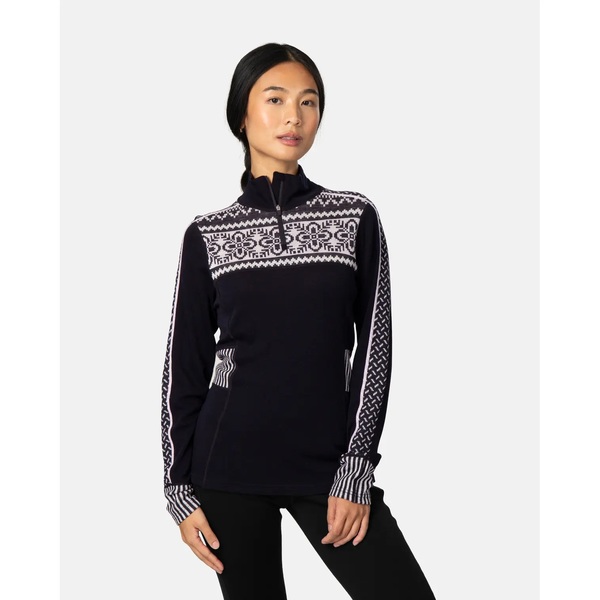 Dámské funkční merino triko Kari Traa Ines Half Zip 100% merino Black 624018 26/27