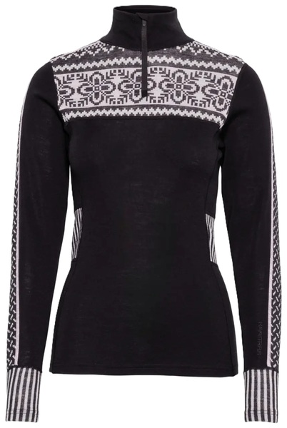Dámské funkční merino triko Kari Traa Ines Half Zip 100% merino Black 624018 26/27