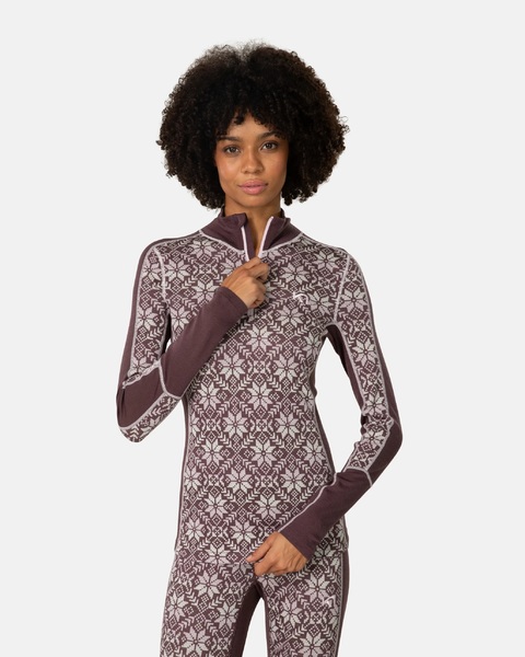 Dámské Merino Triko Kari Traa Anna Half Zip Cocoa Powder 623836 26/27