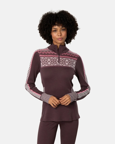 Dámské funkční merino triko Kari Traa Ines Half Zip 100% merino Cocoa Powder 624018 26/27