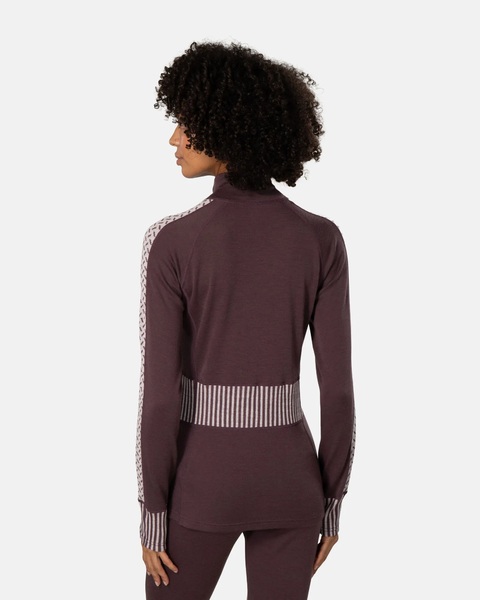 Dámské funkční merino triko Kari Traa Ines Half Zip 100% merino Cocoa Powder 624018 26/27