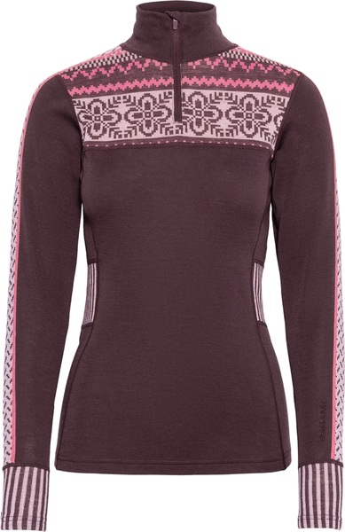 Dámské funkční merino triko Kari Traa Ines Half Zip 100% merino Cocoa Powder 624018 26/27